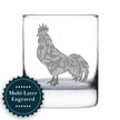 Rooster Engraved Rocks Glass - Multi-Layer Engraved Whiskey Glasses - 10.25 oz