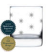 Star Pattern Engraved Rocks Glass - Full Wrap - Multi-Layer Engraved Whiskey Glasses - 10.25 oz