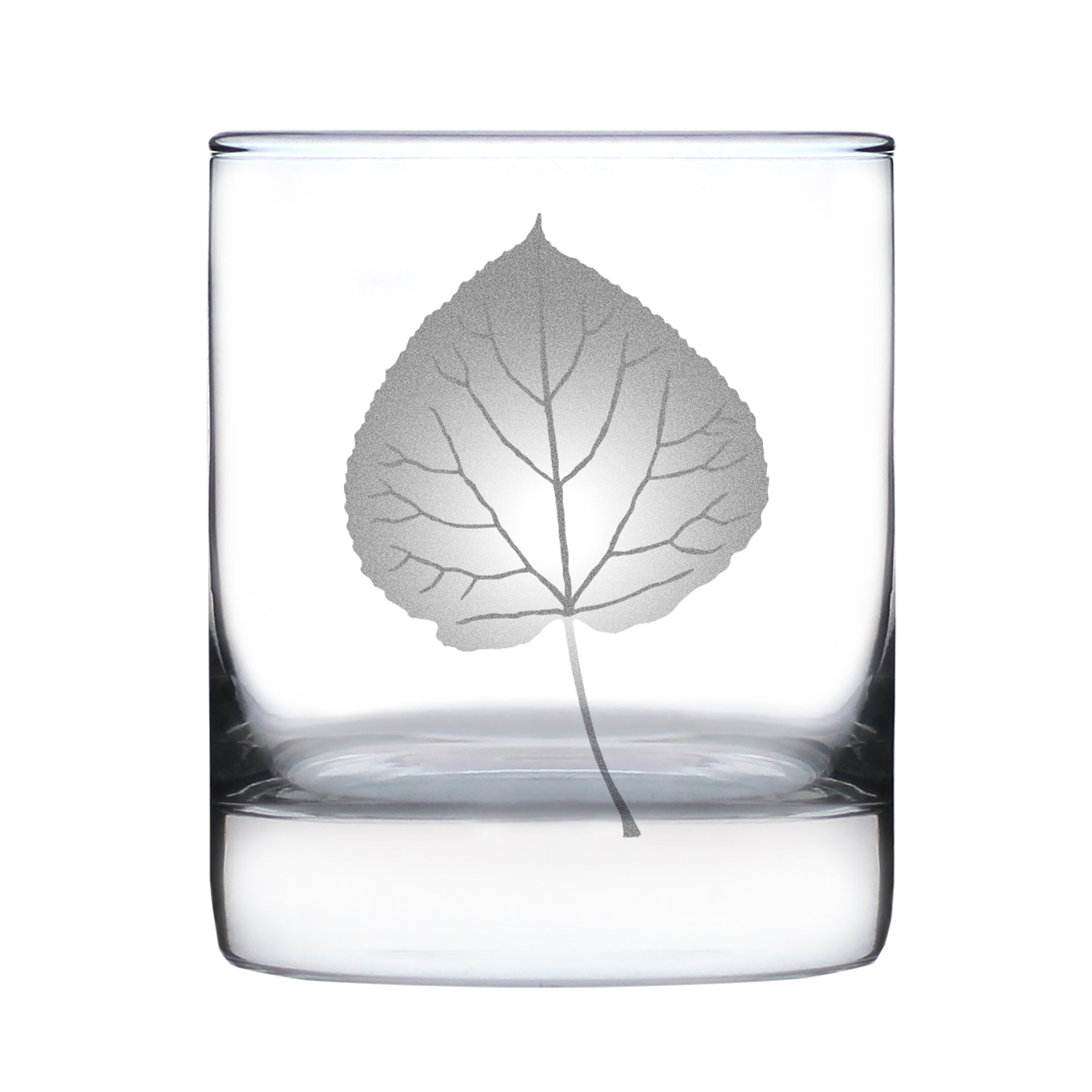 Aspen Leaf Engraved Rocks Glass - Multi-Layer Engraved Whiskey Glasses - 10.25 oz