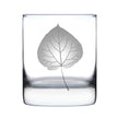Aspen Leaf Engraved Rocks Glass - Multi-Layer Engraved Whiskey Glasses - 10.25 oz