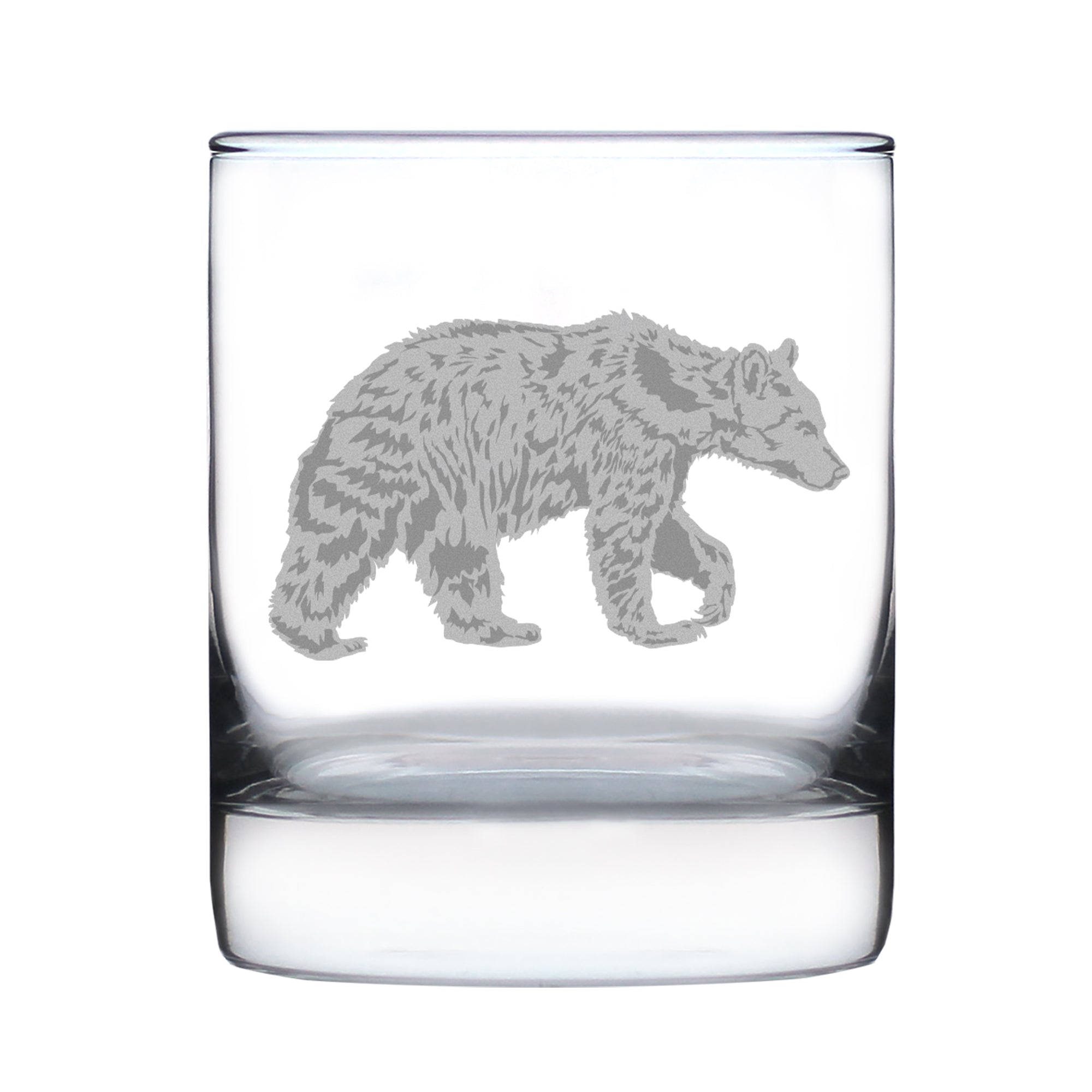Bear Engraved Rocks Glass - Multi-Layer Engraved Whiskey Glasses - 10.25 oz