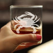 Crab Engraved Rocks Glass - Multi-Layer Engraved Whiskey Glasses - 10.25 oz