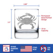 Crab Engraved Rocks Glass - Multi-Layer Engraved Whiskey Glasses - 10.25 oz