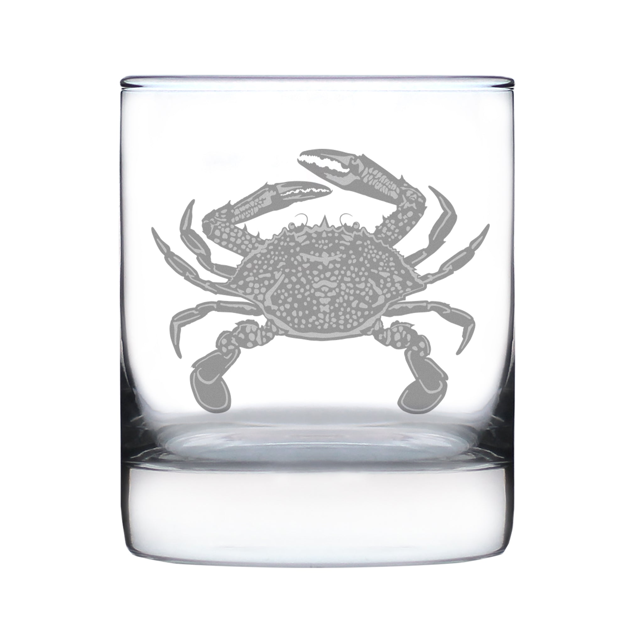 Crab Engraved Rocks Glass - Multi-Layer Engraved Whiskey Glasses - 10.25 oz