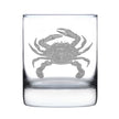 Crab Engraved Rocks Glass - Multi-Layer Engraved Whiskey Glasses - 10.25 oz
