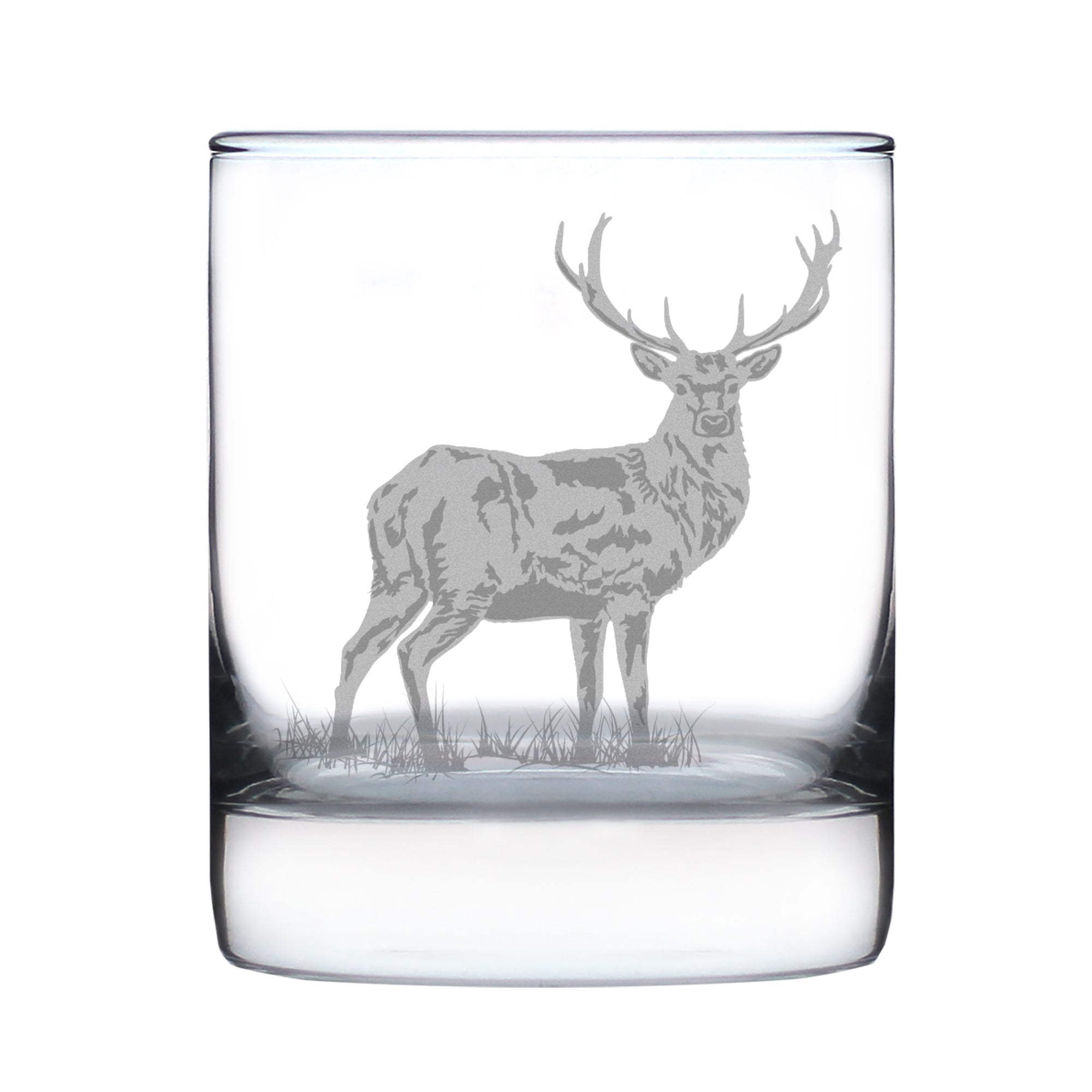 Deer Engraved Rocks Glass - Multi-Layer Engraved Whiskey Glasses - 10.25 oz