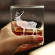 Elk Engraved Rocks Glass - Multi-Layer Engraved Whiskey Glasses - 10.25 oz