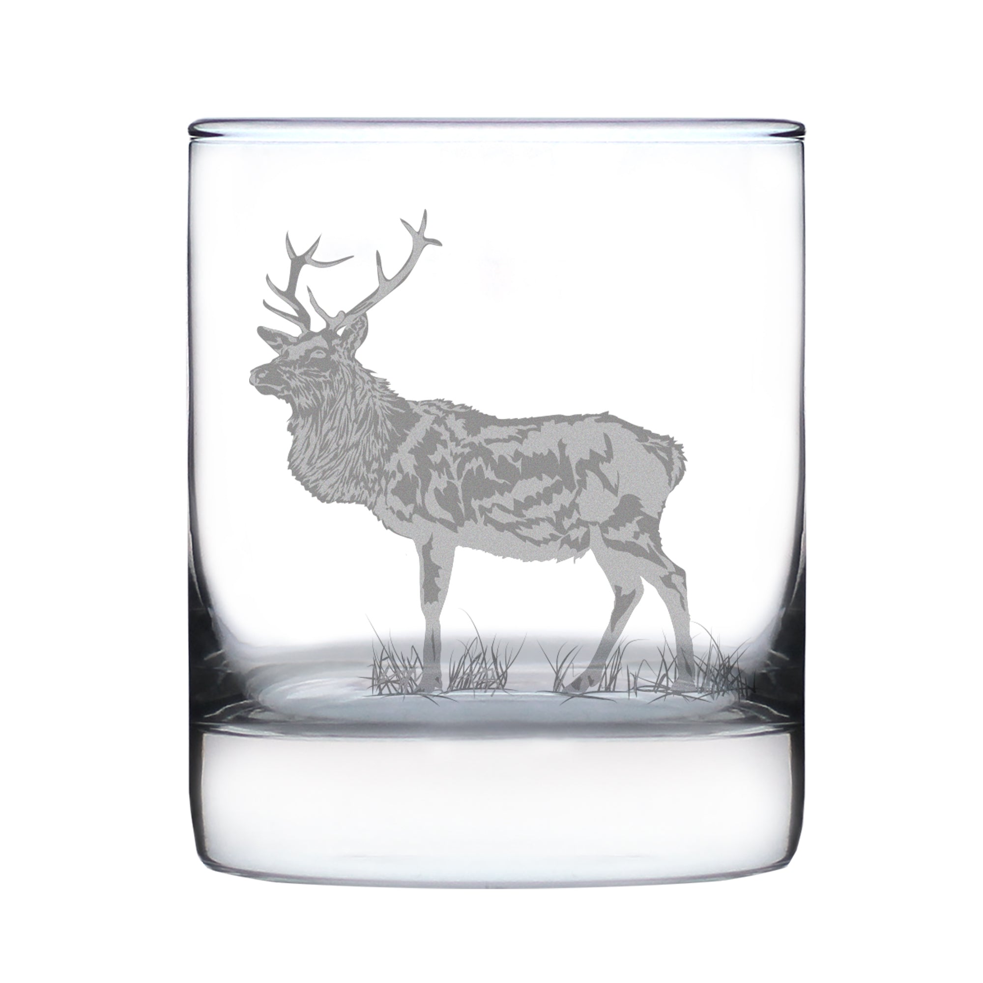 Elk Engraved Rocks Glass - Multi-Layer Engraved Whiskey Glasses - 10.25 oz