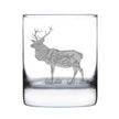 Elk Engraved Rocks Glass - Multi-Layer Engraved Whiskey Glasses - 10.25 oz
