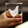 Hen Engraved Rocks Glass - Multi-Layer Engraved Whiskey Glasses - 10.25 oz