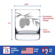 Pinecones Engraved Rocks Glass - Multi-Layer Engraved Whiskey Glasses - 10.25 oz
