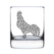 Rooster Engraved Rocks Glass - Multi-Layer Engraved Whiskey Glasses - 10.25 oz