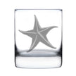 Starfish Engraved Rocks Glass - Multi-Layer Engraved Whiskey Glasses - 10.25 oz