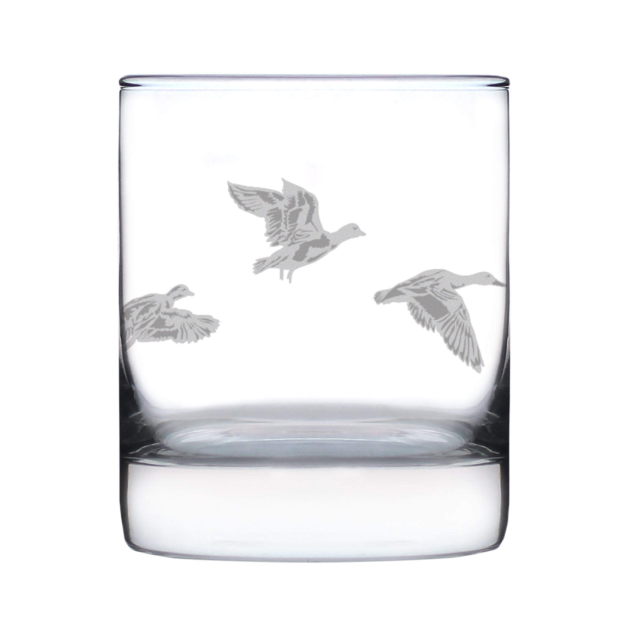 Flying Ducks Engraved Rocks Glass - Full Wrap - Multi-Layer Engraved Whiskey Glasses - 10.25 oz