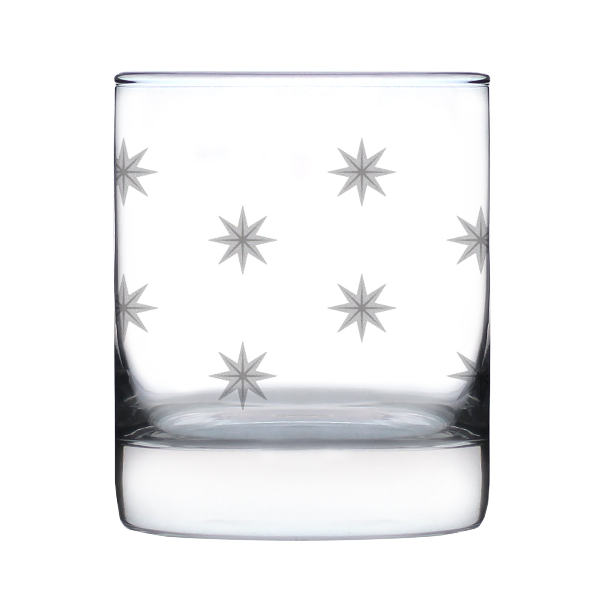 Star Pattern Engraved Rocks Glass - Full Wrap - Multi-Layer Engraved Whiskey Glasses - 10.25 oz