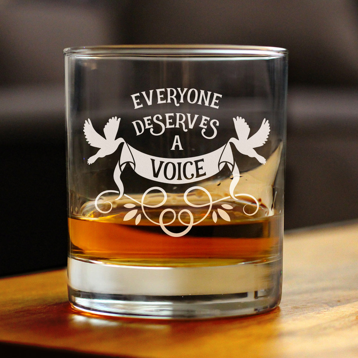 Everyone Deserves A Voice Engraved Rocks Glass Cute Thank You Gifts for SLP Weighted Whiskey Glasses - 10.25 oz