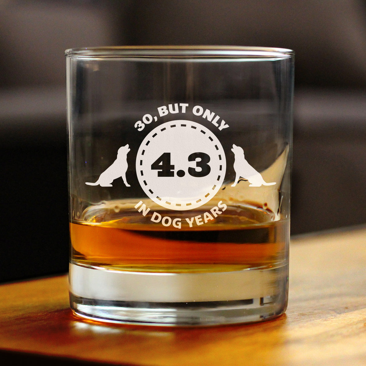 30th Birthday Dog Years - Whiskey Rocks Glass Gift - Unique Funny Bday Gifts for Women and Men Turning 30 - 10.25 oz Glasses