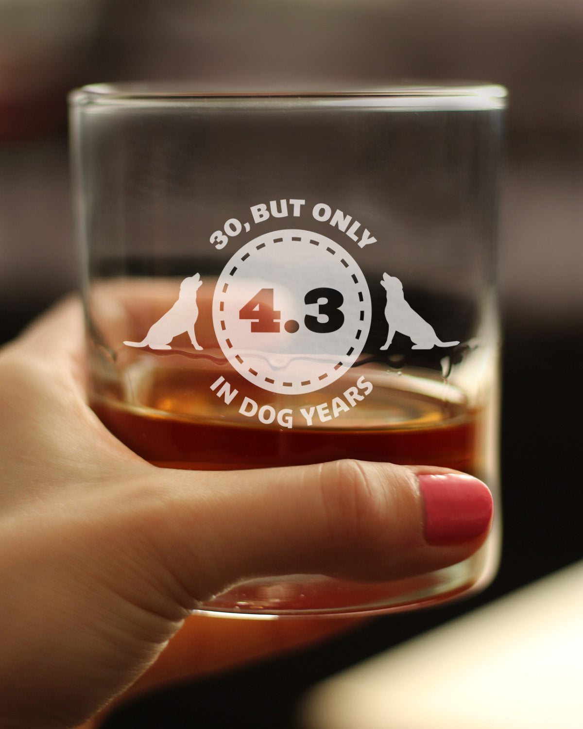 30th Birthday Dog Years - Whiskey Rocks Glass Gift - Unique Funny Bday Gifts for Women and Men Turning 30 - 10.25 oz Glasses