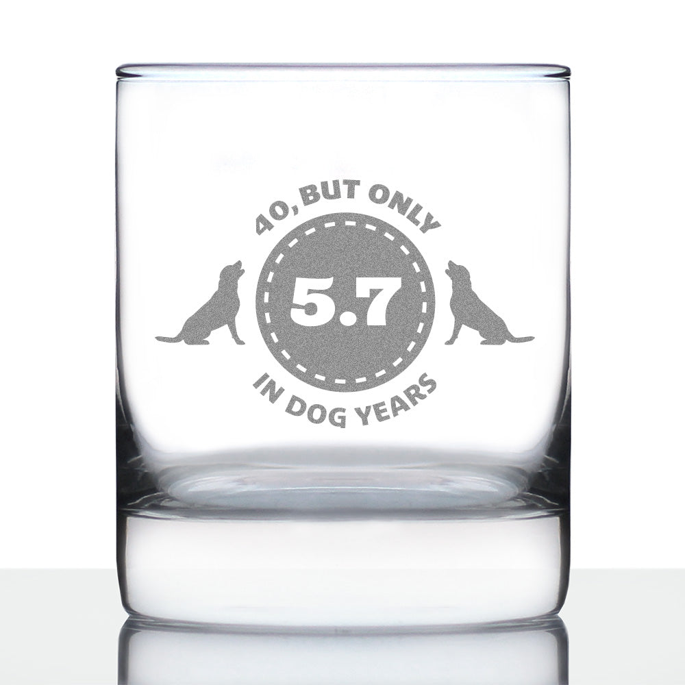 40th Birthday Dog Years - Whiskey Rocks Glass Gift - Unique Funny Bday Gifts for Women and Men Turning 40 - 10.25 oz Glasses