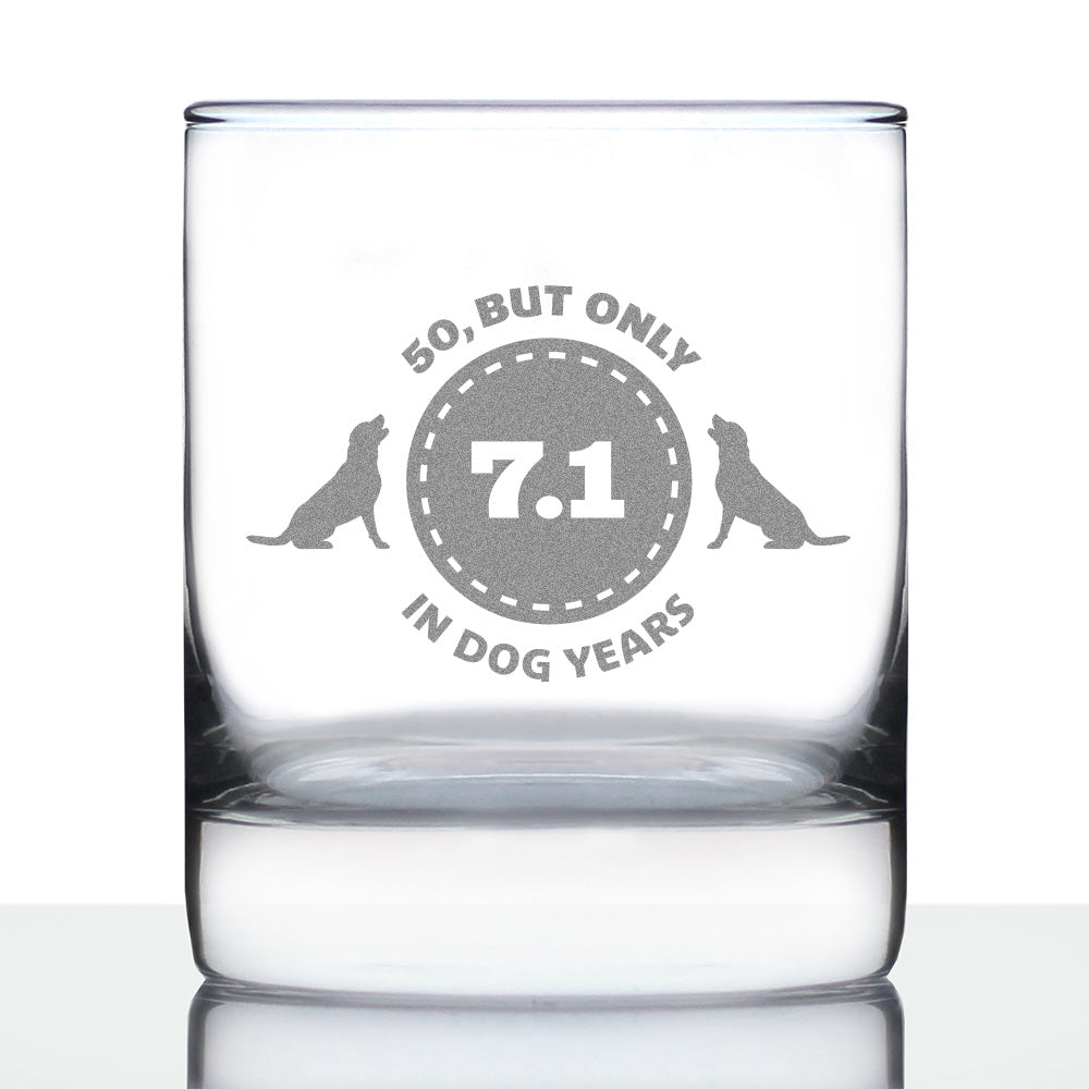 50th Birthday Dog Years - Whiskey Rocks Glass Gift - Unique Funny Bday Gifts for Women and Men Turning 50 - 10.25 oz Glasses