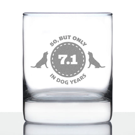 50th Birthday Dog Years - Whiskey Rocks Glass Gift - Unique Funny Bday Gifts for Women and Men Turning 50 - 10.25 oz Glasses