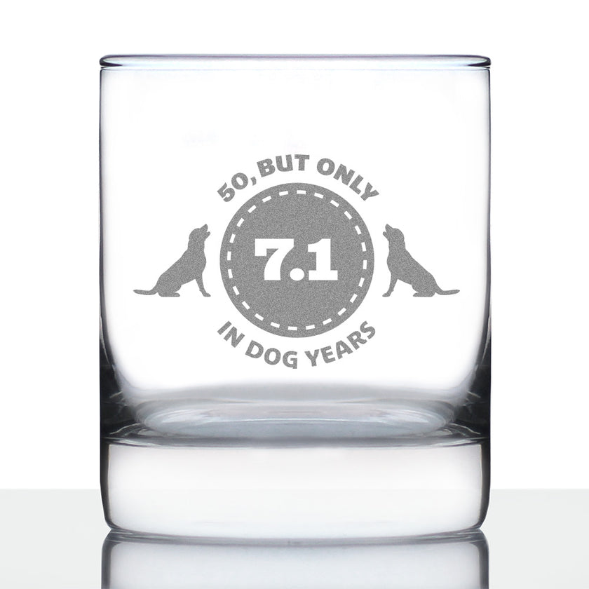 50th Birthday Dog Years - Whiskey Rocks Glass Gift - Unique Funny Bday Gifts for Women and Men Turning 50 - 10.25 oz Glasses