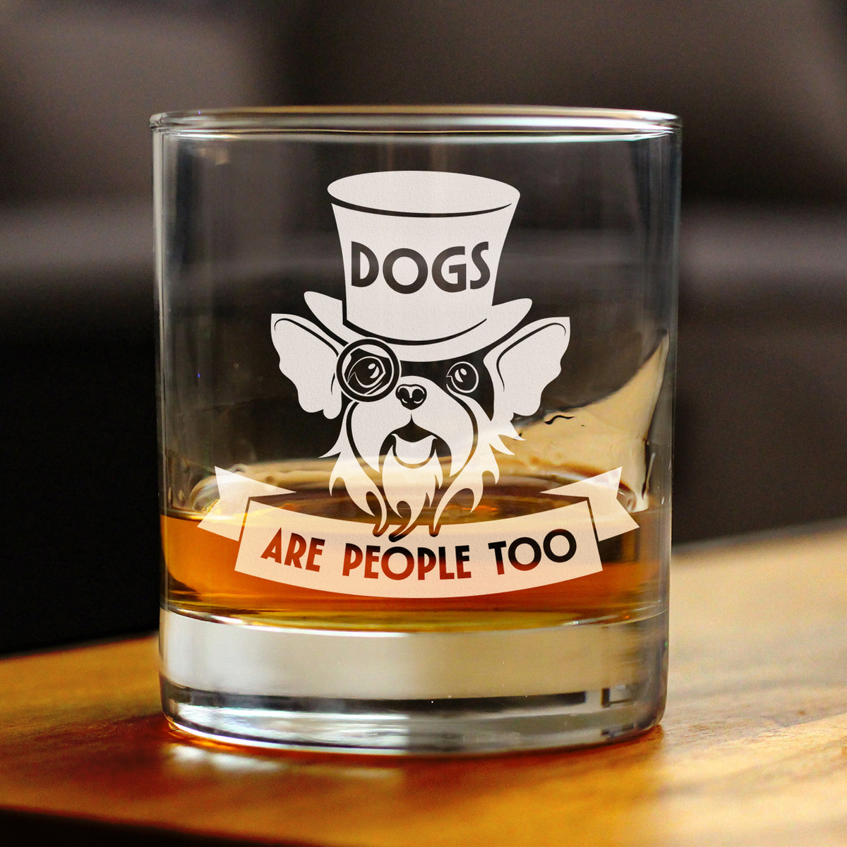 Dogs Are People Too Engraved Rocks Glass Gifts for Dog People Weighted Whiskey Glasses - 10.25 oz