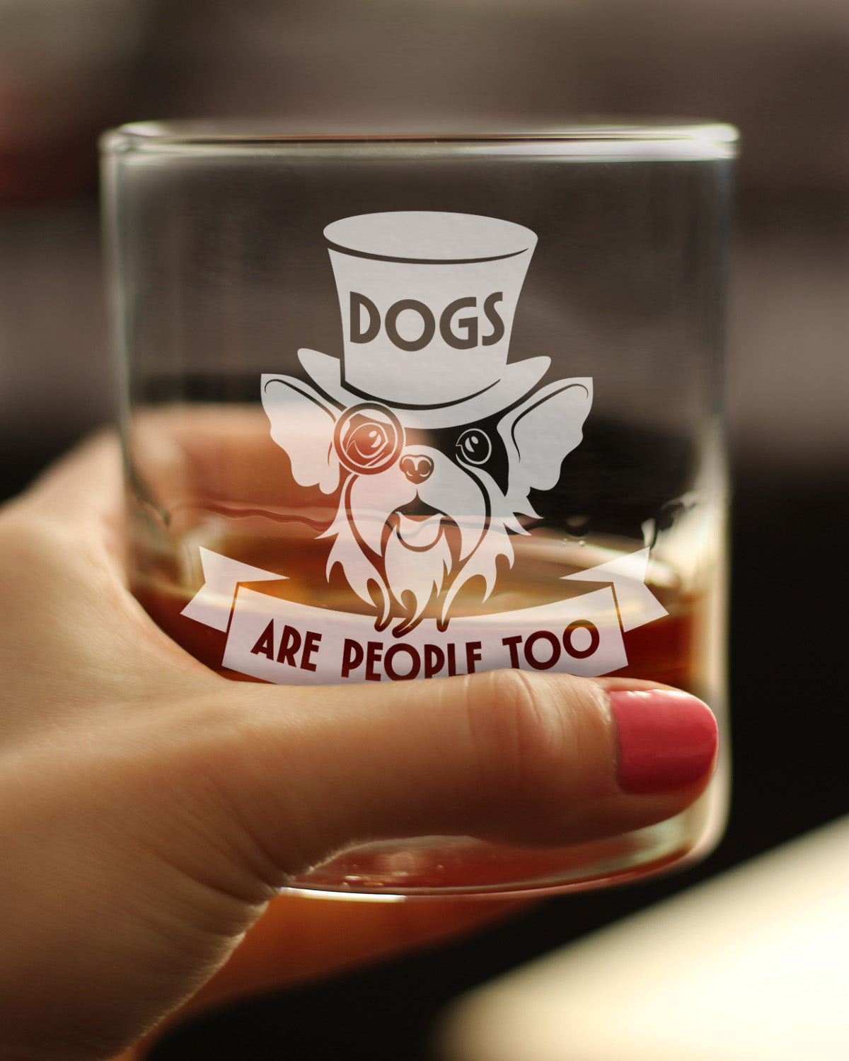 Dogs Are People Too Engraved Rocks Glass Gifts for Dog People Weighted Whiskey Glasses - 10.25 oz