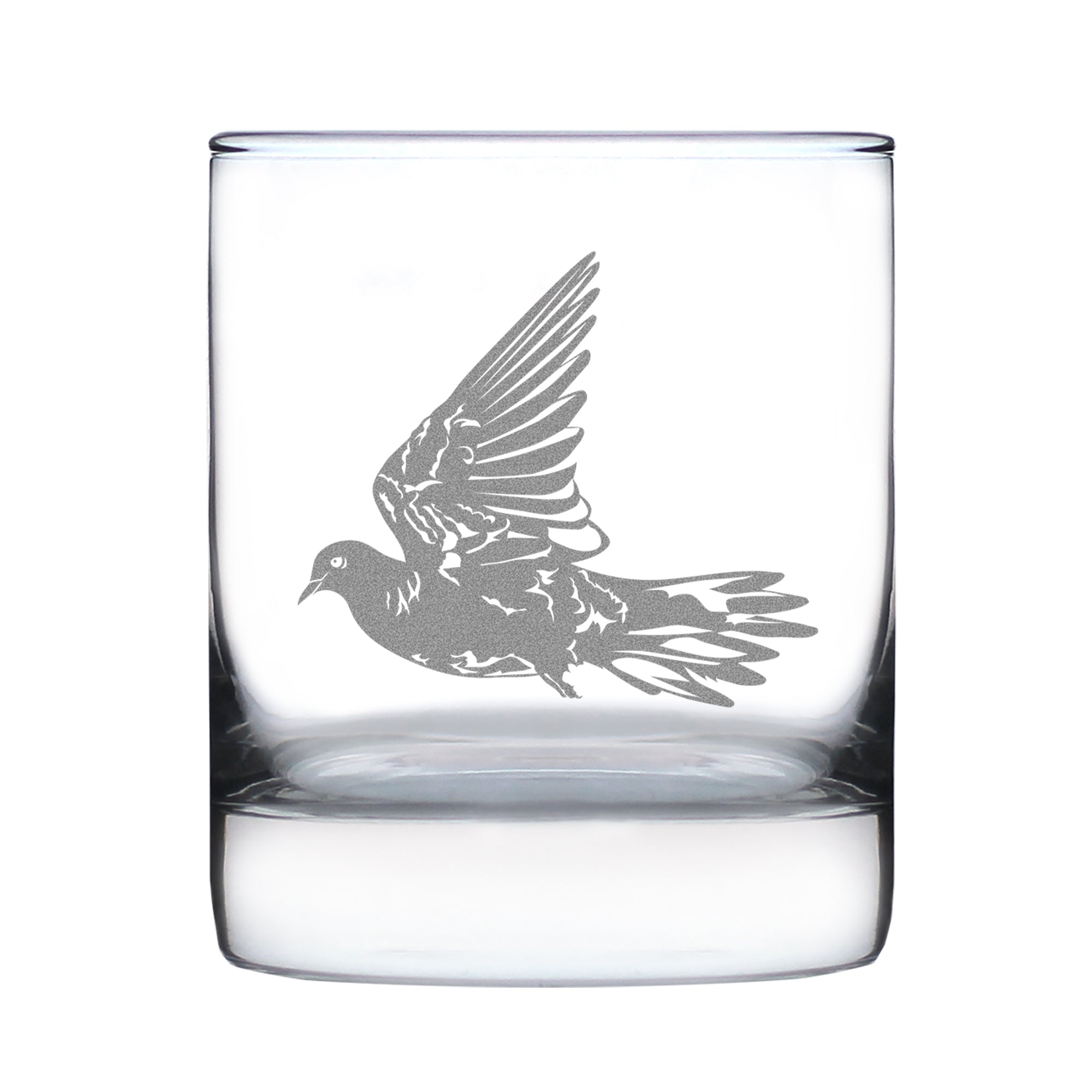 Dove - Engraved Rocks Glass Birds Decor, Accessories and Bird Themed Gifts for Bird Lovers Weighted Whiskey Glasses - 10.25 oz