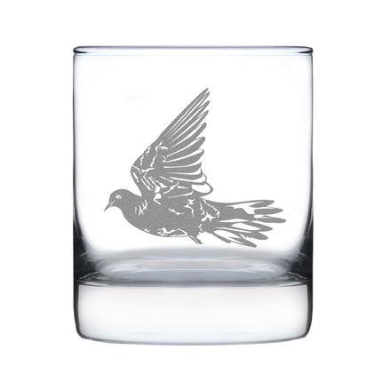 Dove - Engraved Rocks Glass Birds Decor, Accessories and Bird Themed Gifts for Bird Lovers Weighted Whiskey Glasses - 10.25 oz
