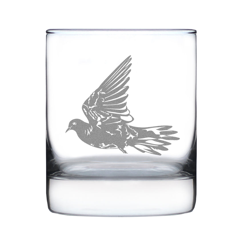 Dove - Engraved Rocks Glass Birds Decor, Accessories and Bird Themed Gifts for Bird Lovers Weighted Whiskey Glasses - 10.25 oz