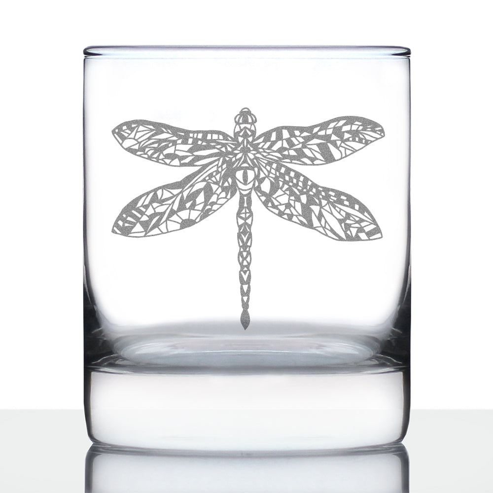 Dragonfly - Whiskey Rocks Glass - Unique Gifts for Women and Men Who Love Dragonflies - 10.25 oz Glasses