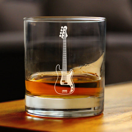 Electric Bass Rocks Glass - Music Gifts for Bass Players, Teachers and Musical Accessories for Musicians that Play Bass Guitar - 10.25 Oz Glasses