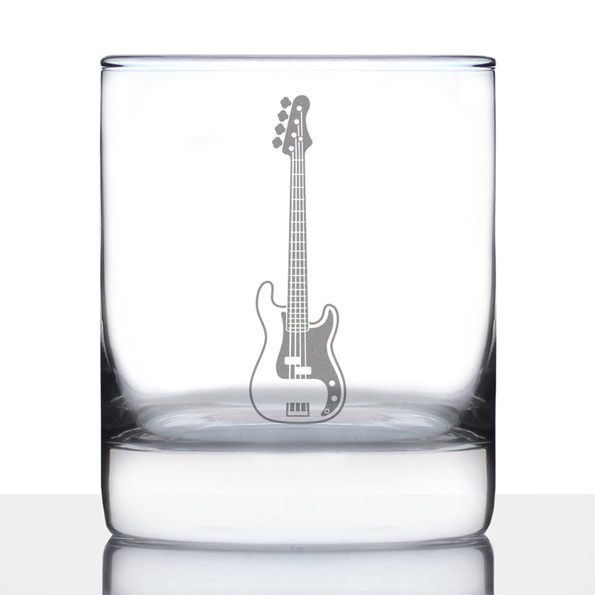 Electric Bass Rocks Glass - Music Gifts for Bass Players, Teachers and Musical Accessories for Musicians that Play Bass Guitar - 10.25 Oz Glasses