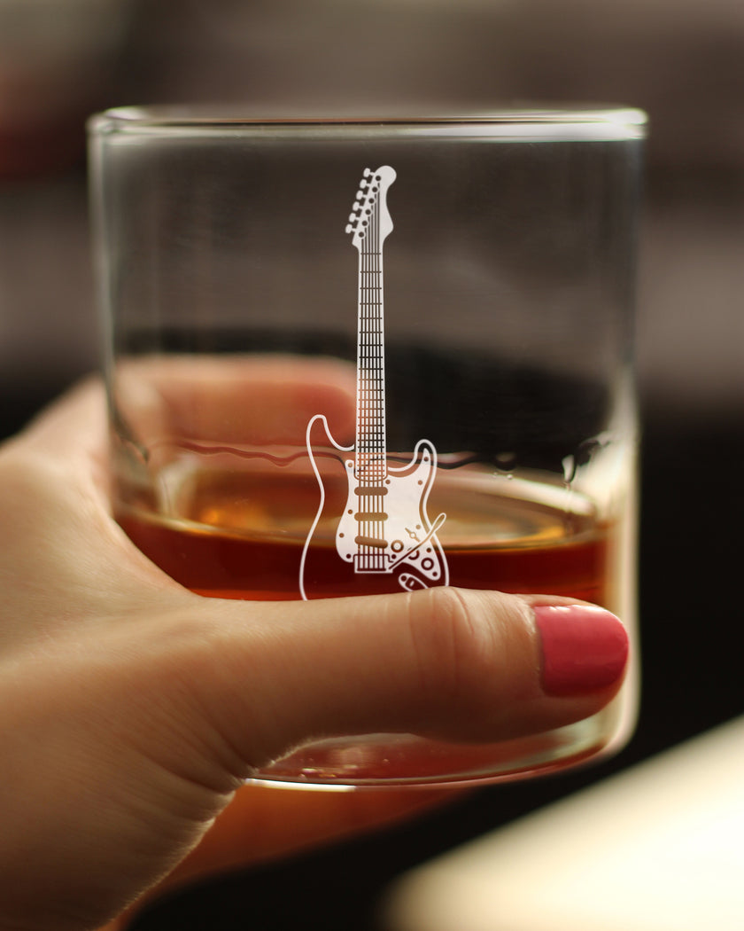 Electric Guitar Rocks Glass - Music Gifts for Guitar Players, Teachers and Musical Accessories for Musicians that Play Guitar - 10.25 Oz Glasses