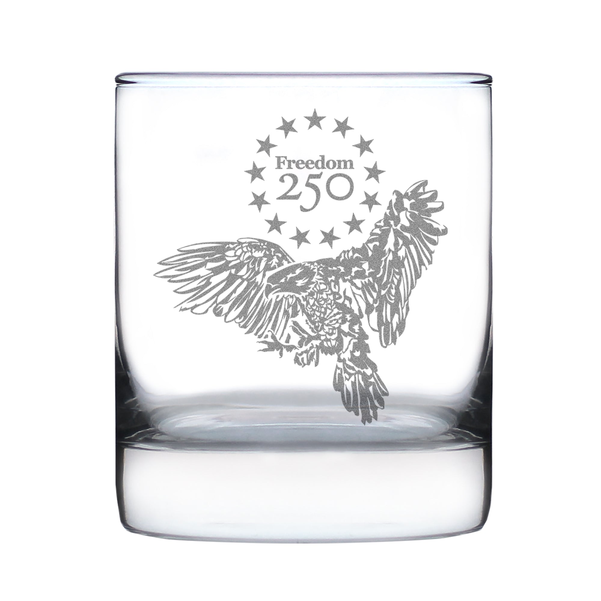 Freedom 250 Bald Eagle Engraved Rocks Glass - 10.25 oz Official USA 250th Anniversary Merch