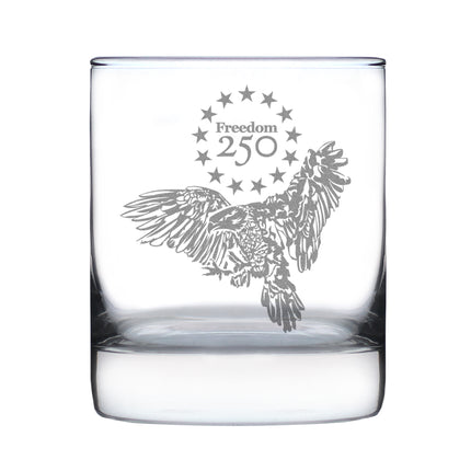 Freedom 250 Bald Eagle Engraved Rocks Glass - 10.25 oz Official USA 250th Anniversary Merch