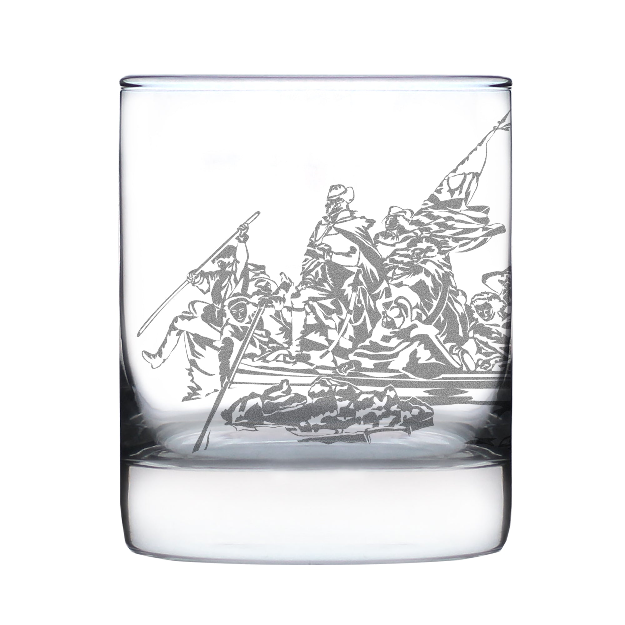 Freedom 250 Washington Crossing the Delaware Engraved Rocks Glass - 10.25 oz Official USA 250th Anniversary Merch