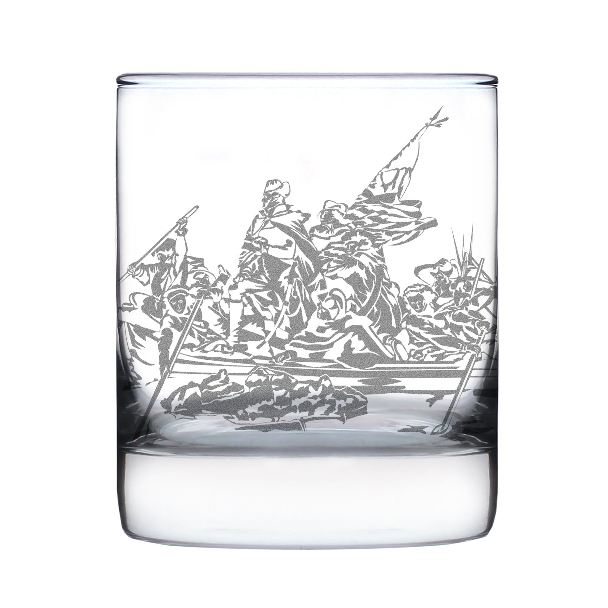 Freedom 250 Washington Crossing the Delaware Engraved Rocks Glass - 10.25 oz Official USA 250th Anniversary Merch