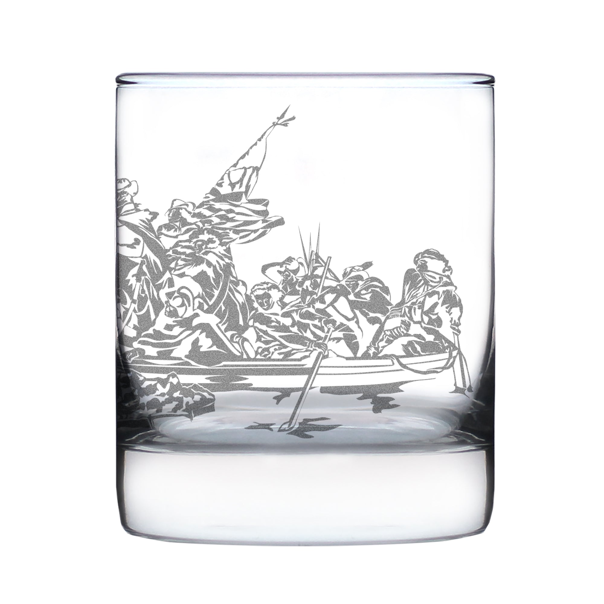 Freedom 250 Washington Crossing the Delaware Engraved Rocks Glass - 10.25 oz Official USA 250th Anniversary Merch
