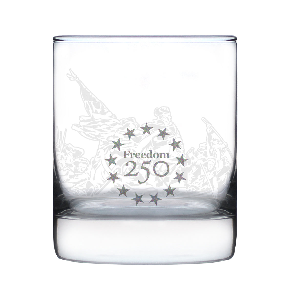 Freedom 250 Washington Crossing the Delaware Engraved Rocks Glass - 10.25 oz Official USA 250th Anniversary Merch