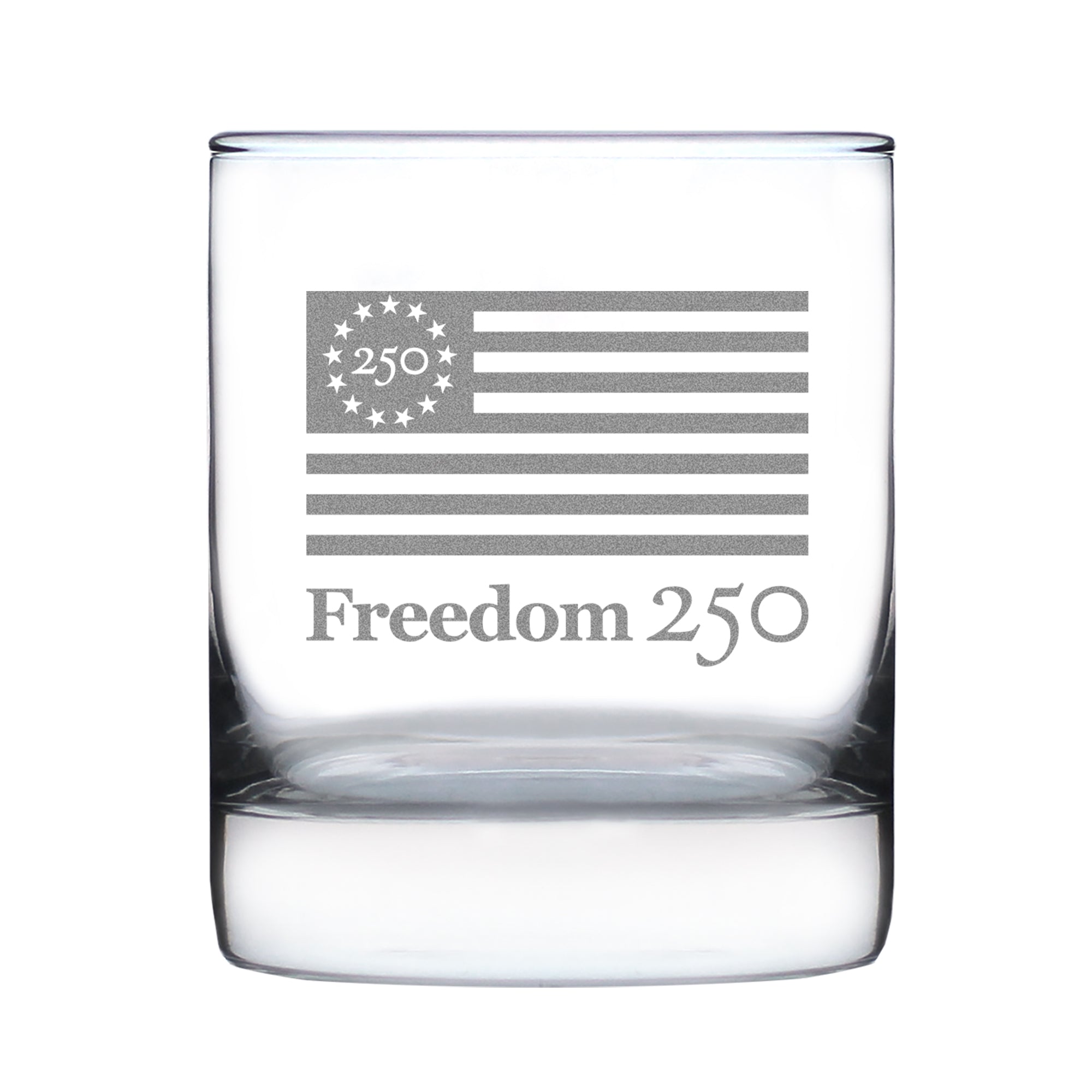 Freedom 250 Logo Engraved Rocks Glass - 10.25 oz Official USA 250th Anniversary Merch