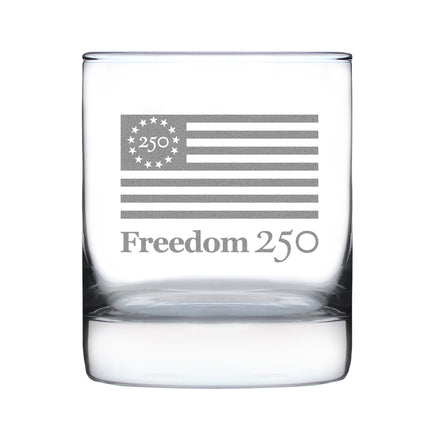 Freedom 250 Logo Engraved Rocks Glass - 10.25 oz Official USA 250th Anniversary Merch
