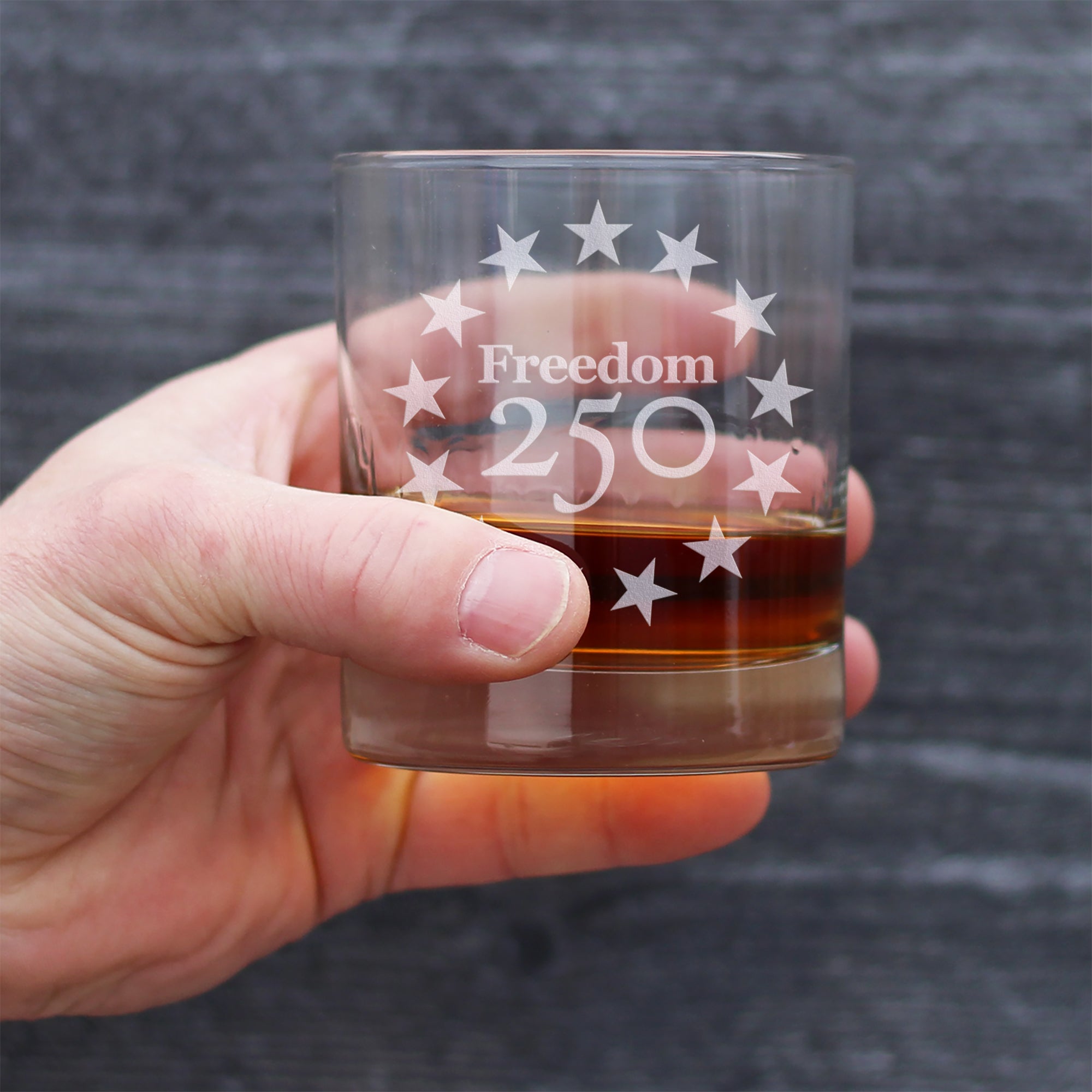 Freedom 250 Betsy Ross Logo Engraved Rocks Glass - 10.25 oz Official USA 250th Anniversary Merch