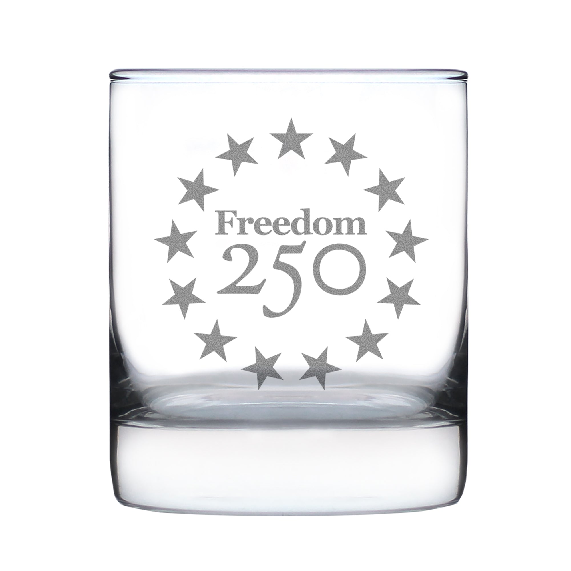 Freedom 250 Betsy Ross Logo Engraved Rocks Glass - 10.25 oz Official USA 250th Anniversary Merch