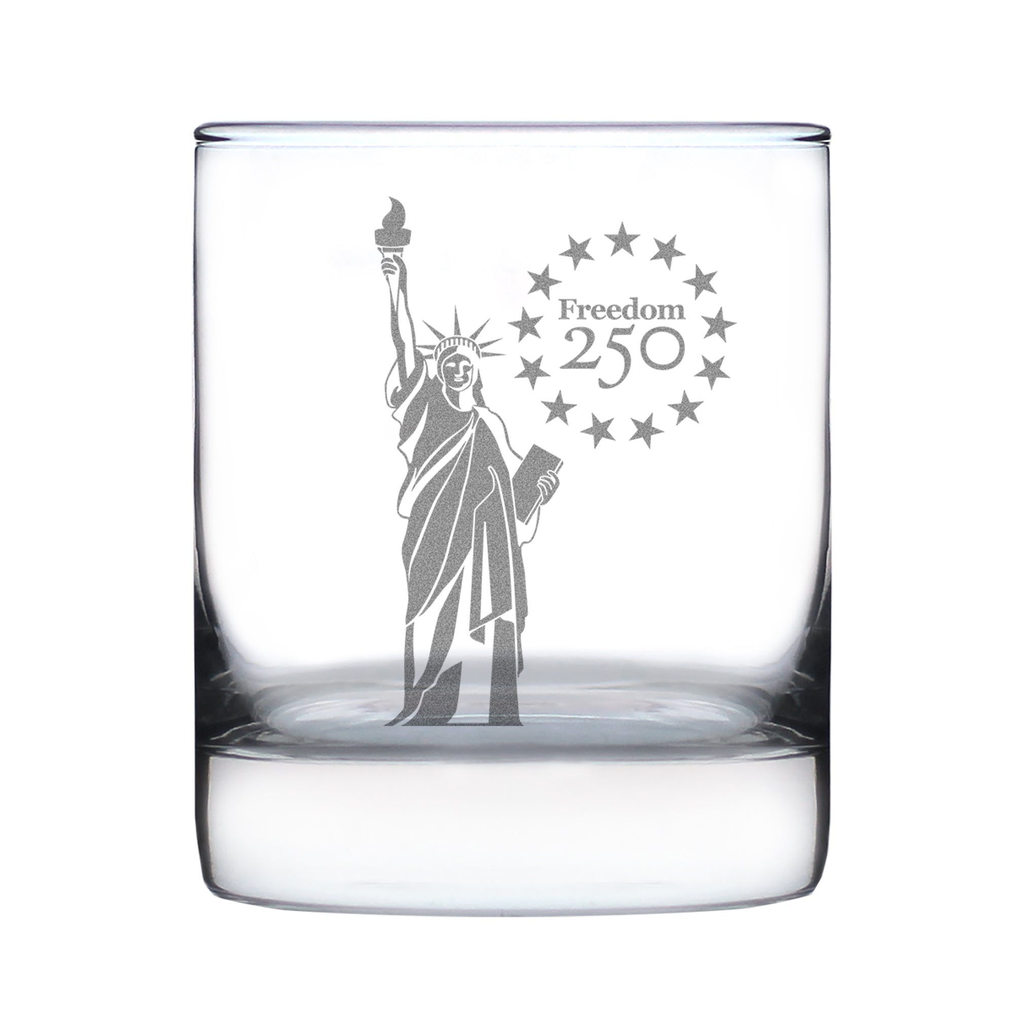 Freedom 250 Statue of Liberty Engraved Rocks Glass - 10.25 oz Official USA 250th Anniversary Merch