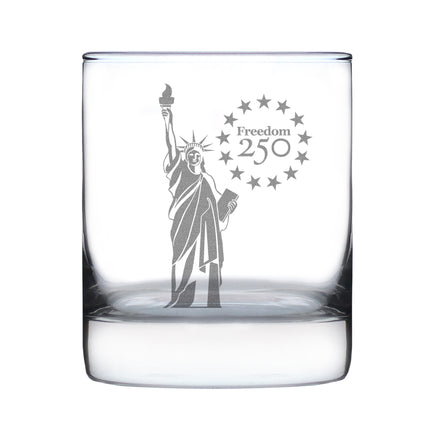 Freedom 250 Statue of Liberty Engraved Rocks Glass - 10.25 oz Official USA 250th Anniversary Merch
