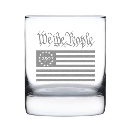Freedom 250 We the People Engraved Rocks Glass - 10.25 oz Official USA 250th Anniversary Merch