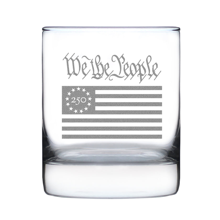 Freedom 250 We the People Engraved Rocks Glass - 10.25 oz Official USA 250th Anniversary Merch