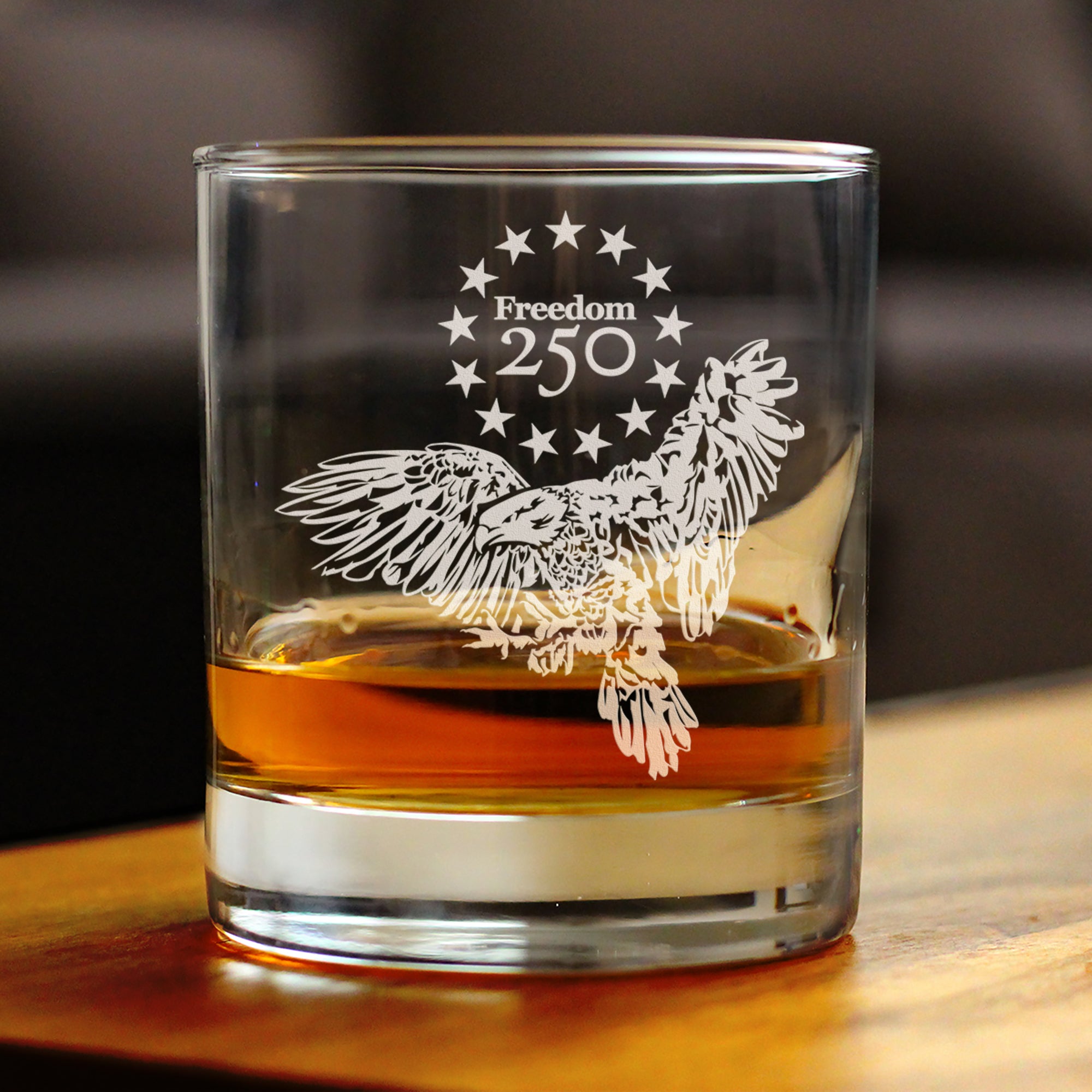 Freedom 250 Bald Eagle Engraved Rocks Glass - 10.25 oz Official USA 250th Anniversary Merch